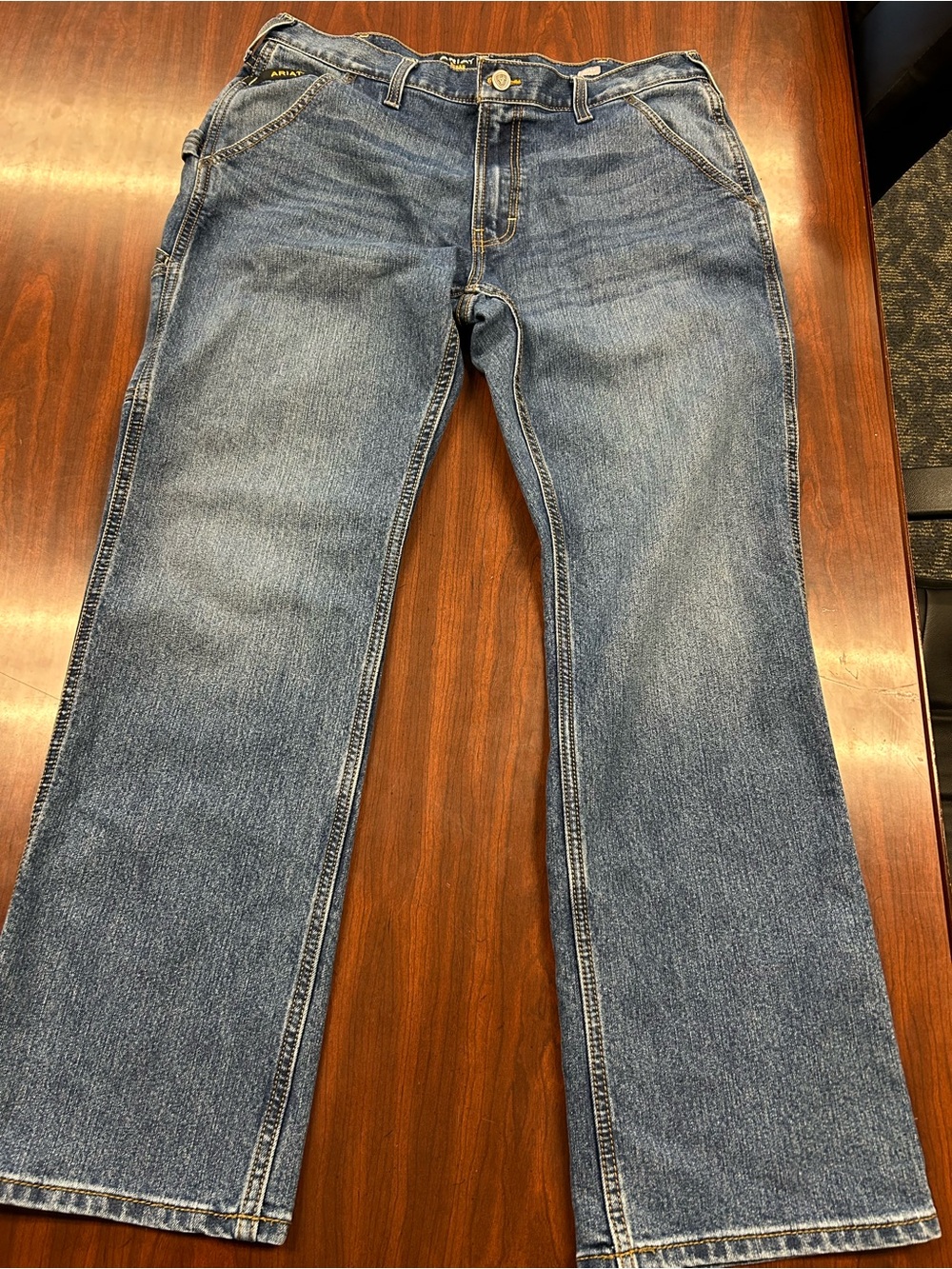 Ariat Rebar M4 Relaxed Boot Jeans Mens 35x32 Blue Workhorse Carpenter Jeans